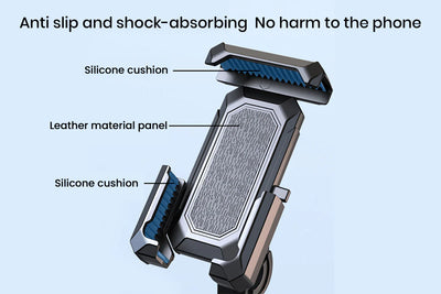Bike Phone Mount Holder with Rain & Shade Shield, 360° Rotation Adjustable Handlebar Cell Phone Clamp