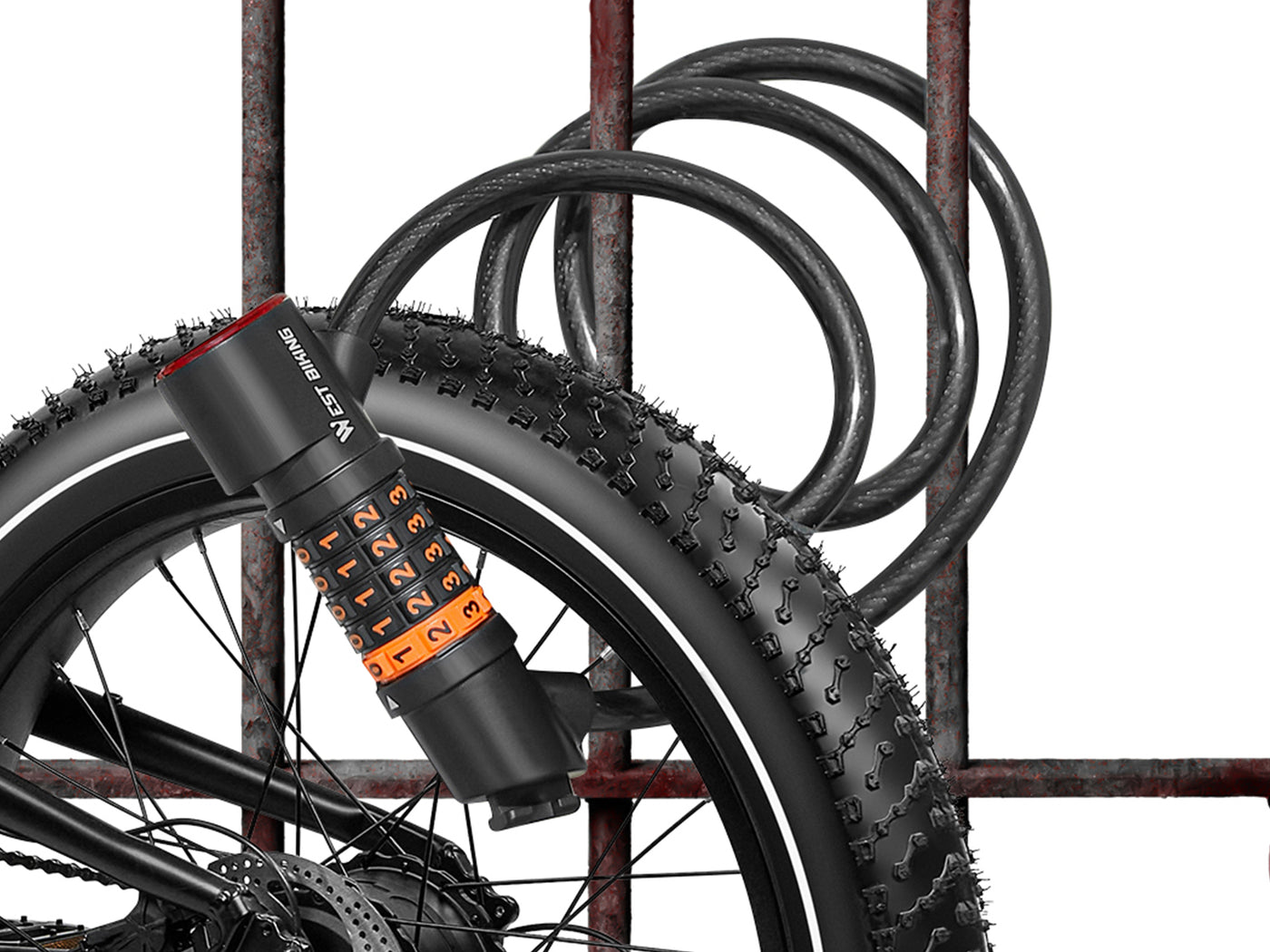 WestBiking Electric Bike Lock Cable with Tail Light