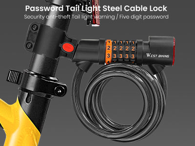 WestBiking Electric Bike Lock Cable with Tail Light