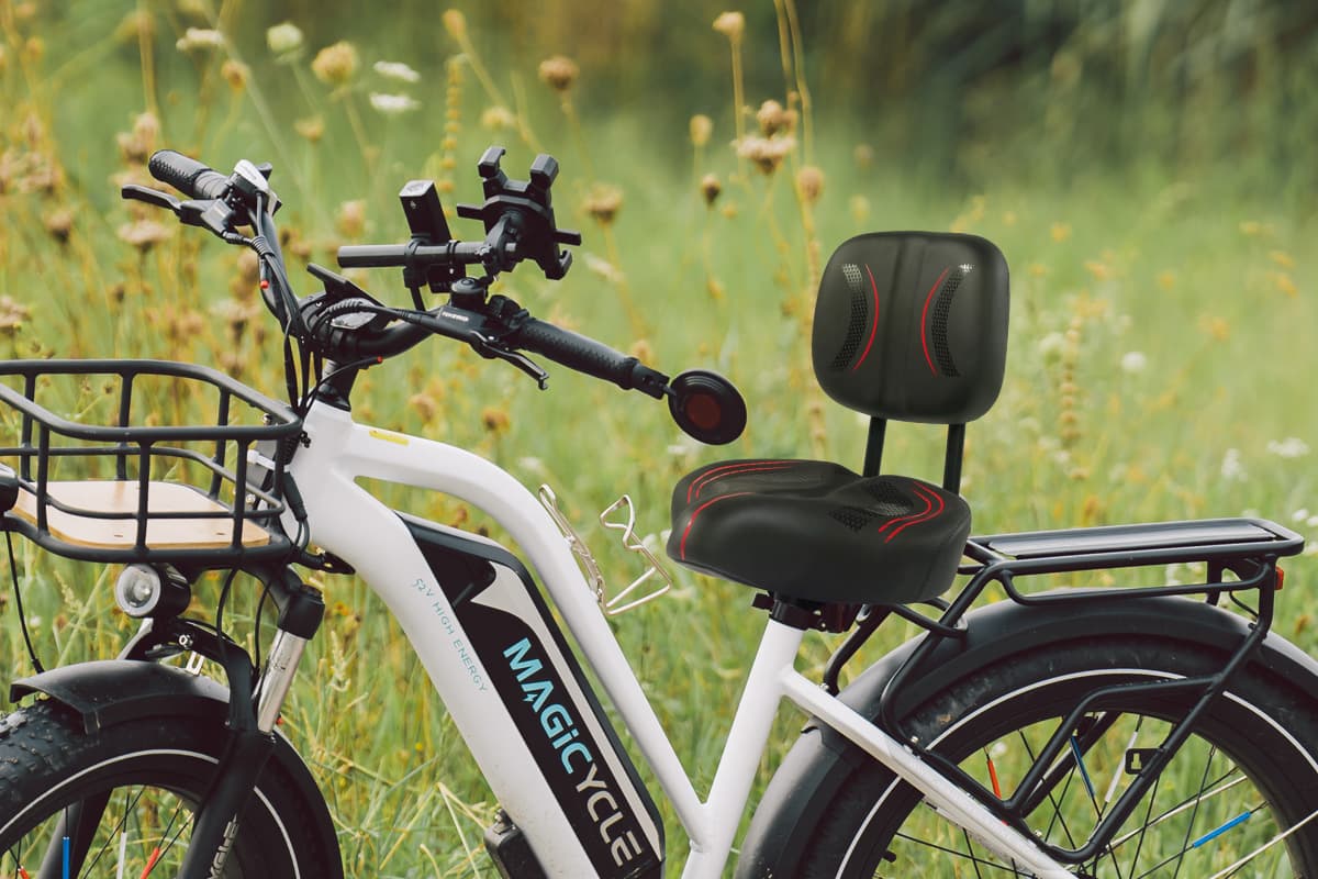 Oversized E-bike Seat Saddle with Backrest Universal Fit for Electric Bike