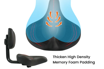 Oversized E-bike Seat Saddle with Backrest Universal Fit for Electric Bike